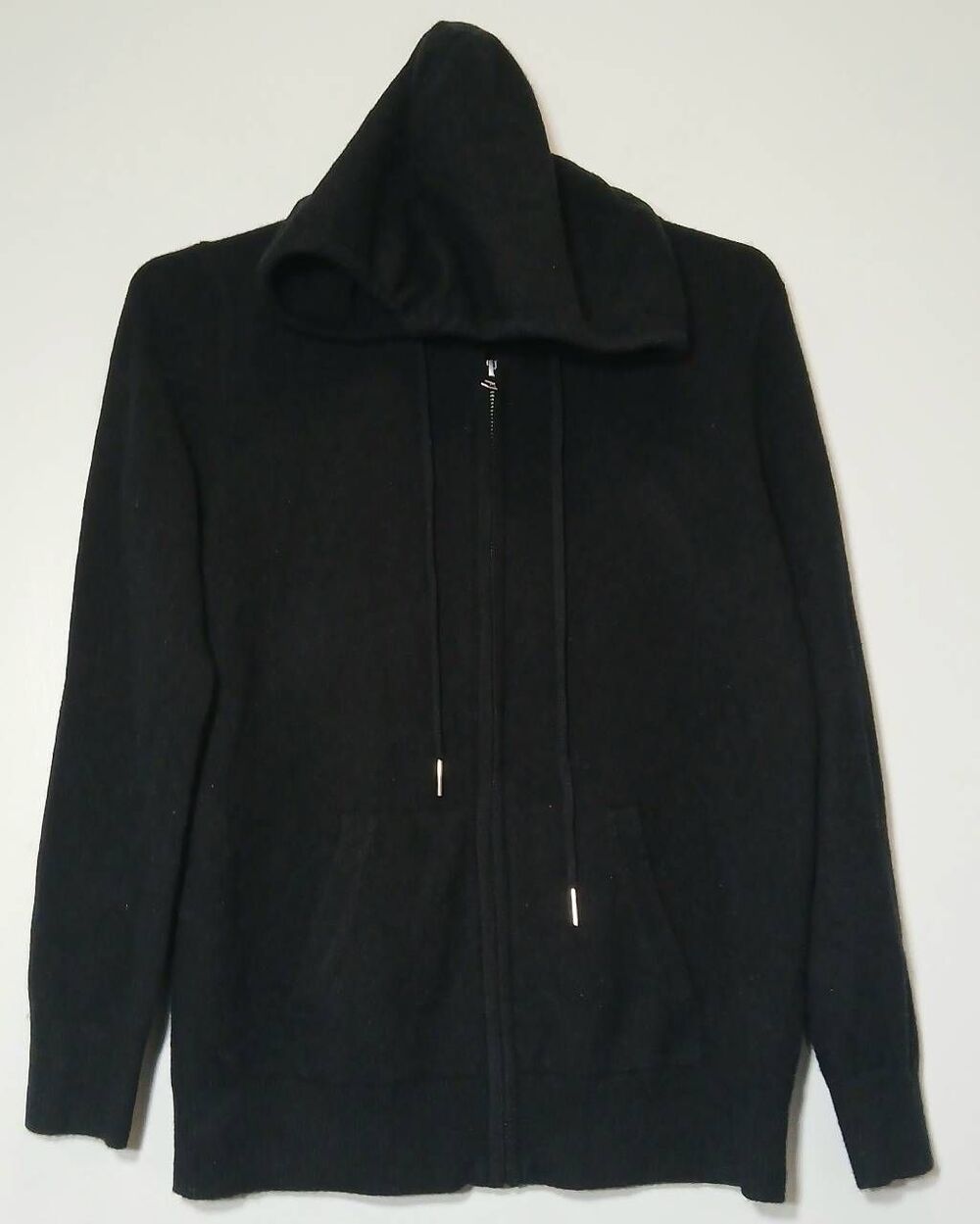Quince womens small 100% cashmere sweater black full zip hoodie